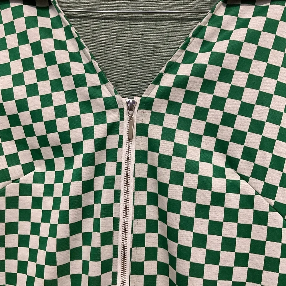 Sweet Rain Green and White Checkered Fabric Mini Dress - Picture 4 of 7